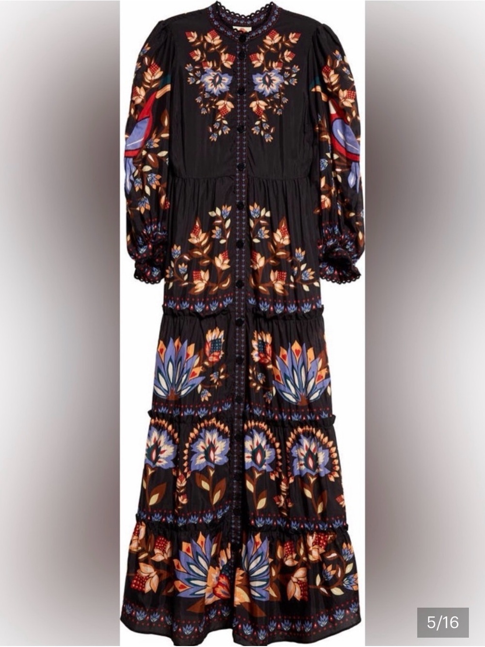 FARM RIO Black Floral Tiered Maxi Dress - Black - Picture 6 of 13